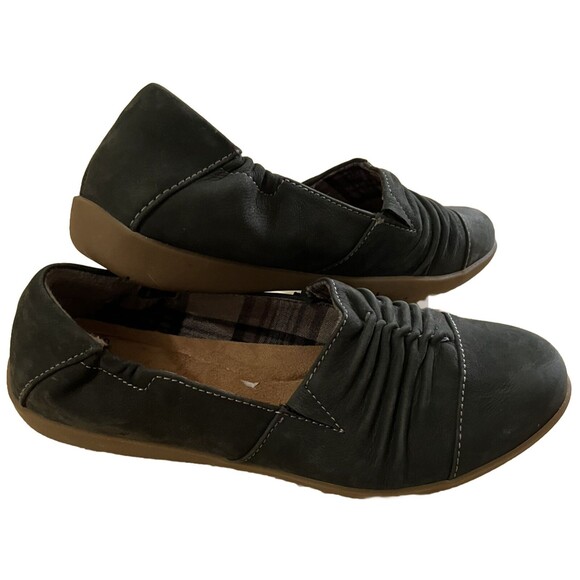 Earth Origins Shoes Nubuck Flex Flat Slip On Stretch Comfort Cushion Blue Fara 8 - Picture 2 of 5